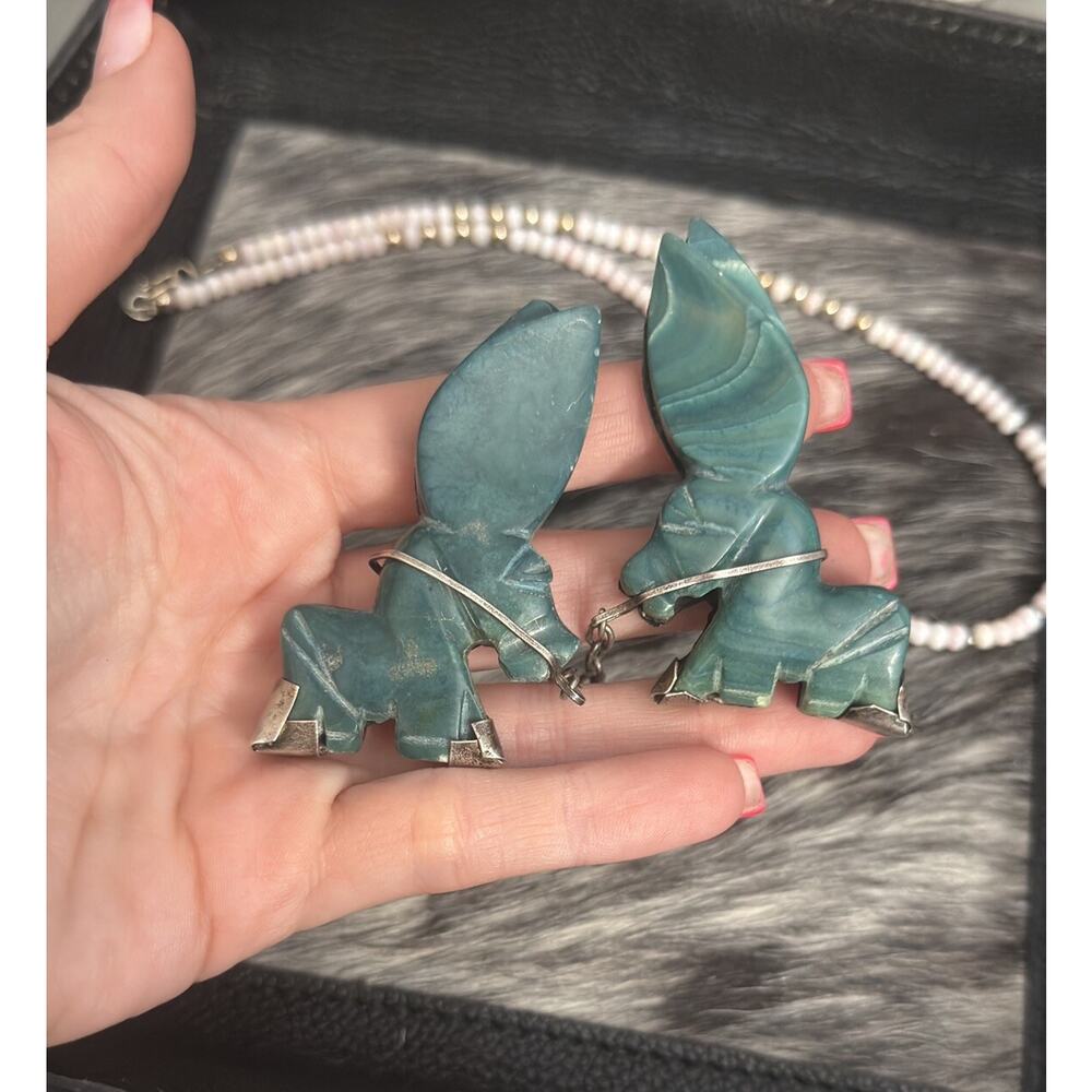 Vintage Sterling Silver Mexico Green Donkey Burro Brooch Double Duet Sweater Pin